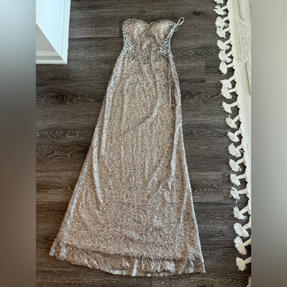 Elegant Silver Sequin Gown